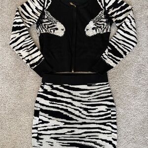 Zebra Print Black and White Skirt